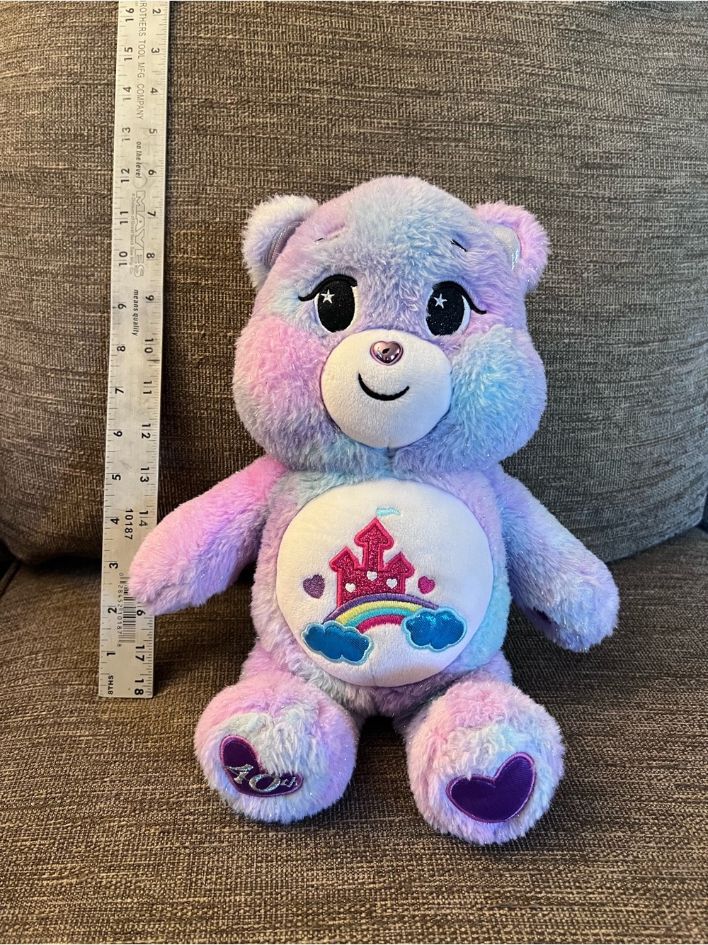 Care Bears Care-A-Lot 40th Anniversary Pastel Plushie Stuffed Animal Toy 12 Inch